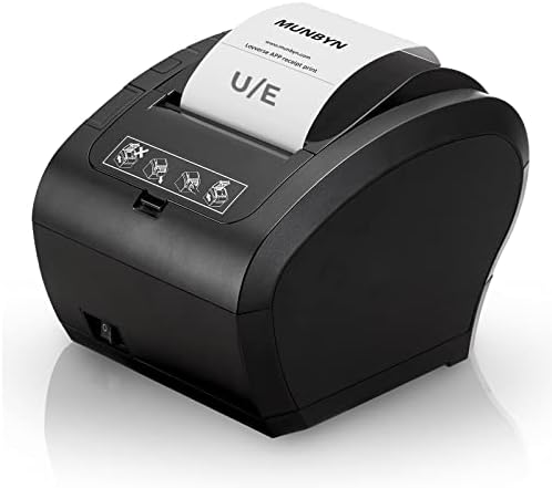 Impressora Munbyn Pos, Impressora de Recebimento USB Ethernet 80mm Impressora Térmica P047 e Gaveta de Cash White, Caixa de serviço