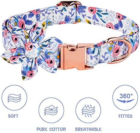 Auauy Dog Collar and Leash Sets, Flower Girl Floral Pattern Grated Collar