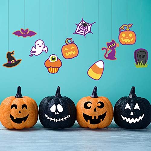 60 peças Halloween Corte sotaques coloridos mini -halloween cortes decorações de papel