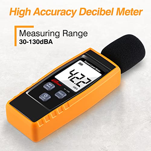 Medidor de decibéis, medidor SPL portátil, medidor de ruído digital, alcance de 30-130dB DB Medidor, Instrumento de Medição de Volume