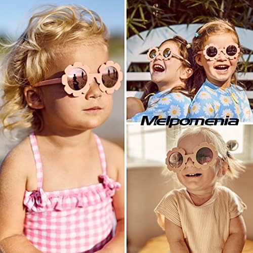 Melpomenia flexível Baby Baby Polarized Flower Sunglasses com cinta para meninos recém-nascidos meninas de idade de 0 a 24