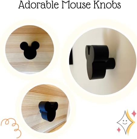 6pc Botão de mouse de madeira para gavetas da cômoda | Manças de mouse Manças e puxadores definidos para o gabinete | Hardware