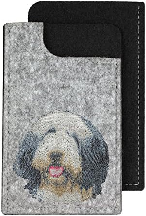 Barbed Collie, uma caixa de telefone de feltro com uma imagem bordada de um cachorro