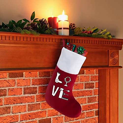 Cabeleireiro cabeleireiro adoro meias de férias vermelhas de Natal decorações de casa para lareira da árvore de natal