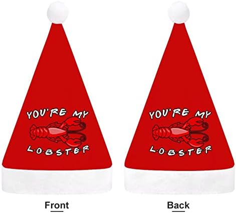 Você é meu chapéu de natal de lagosta Papai Noel Hats Plexh Short com punhos brancos para homens Mulheres Decorações de