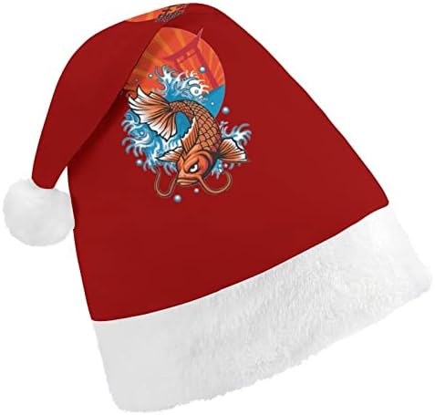 Vintage Koi Fish Plexush Chat Chatch Chapéu travesso e bom Papai Noel com borda de pelúcia e decoração de natal de conforto