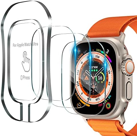 CVMSDIK [3 pacote] Protetor de tela compatível com Apple Watch Ultra 49mm, protetor de tela de vidro temperado com fácil