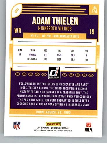 2018 Donruss Football 174 Adam Thielen Minnesota Vikings Cartão de Comércio NFL oficial
