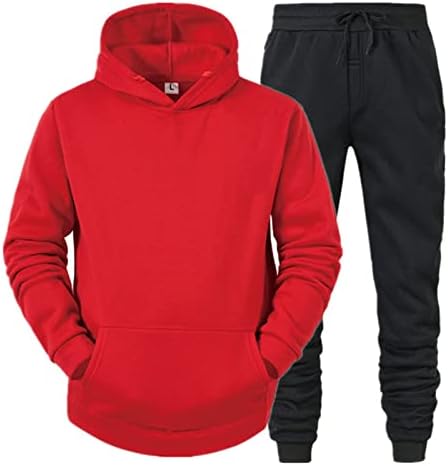 2023 New Mens Color Comparação de duas peças com capuz Pocket Lace Up Pullover Sweater Set Suits Setes Party todos os