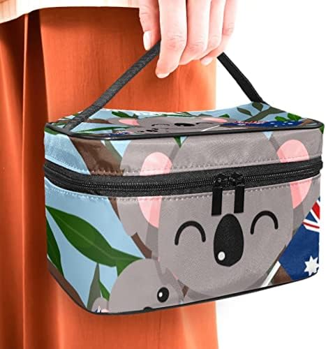 Bolsa de maquiagem de viagem YOYOAMOY com compartimento, feliz dia da Austrália Koala Big Cosmetic Caso Caso de beleza