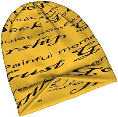 Presentes para colegas de trabalho, amarelo Religioso Católico Católico Verso Mens Saída Estilo Knit Hat Inspirational