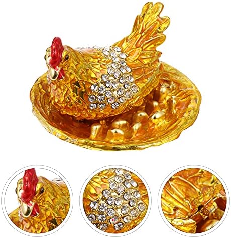Besportble Home Decor caixa de bugigangas de galinha chocando ovos de bugiganga caixa de jóias de bugiganga de galinheiro belic