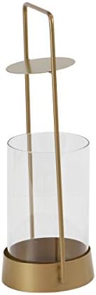 DeCo 79 Modern Metal and Glass Castleder, 8 W x 16 h, ouro