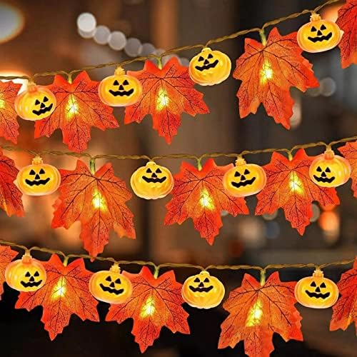 TODOZO Ação de Graças Caixa de Bateria de Halloween LED Maple Leaf String Border Indoor e Outdoor Decorativo Decorativo String Fair