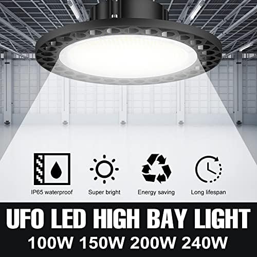 XIMULIZI 100W/150W/200W/240W LED HIGH LUZ DE BAIL LUZ 1-10V Lâmpada de teto industrial reduzida 5000k Luz de dia 100-270V Lâmpada de