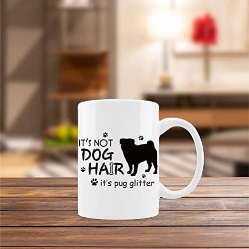 kunlisa engraçada pug cã caneca xícara, não é pêlos de cachorro é pug glitter caneca cerâmica-11oz de café leite copo de
