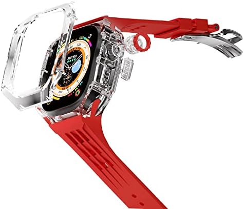TWRQA para Apple Watch Ultra 49mm Transparente Fluororberber Luxury Modification Kit Case & Band para Iwatch Series 8 Mod Kit Watch