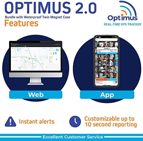 Optimus 2.0 GPS Tracker - Pacote com capa de ímã duplo à prova d'água para veículos, ativos - 4G LTE - dispositivo de rastreamento