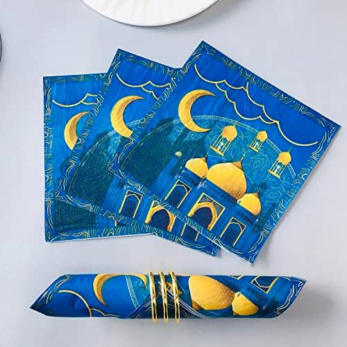 Changcao48 peças Mubarak Eid guardanapos, decorações de mesa do Ramadã, Felicidade muçulmana Ramadã Ramadã guardanapos do Ramadã