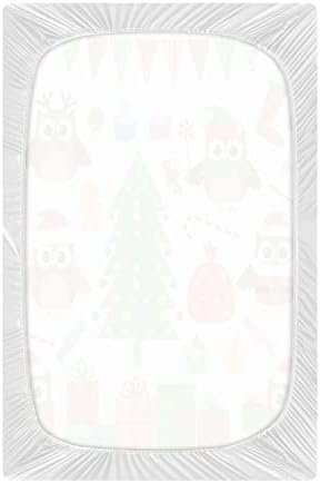 Corujas de natal lençóis de berço de árvores para meninos pacote meninas e lençóis super macios Mini folhas de berço ajustadas