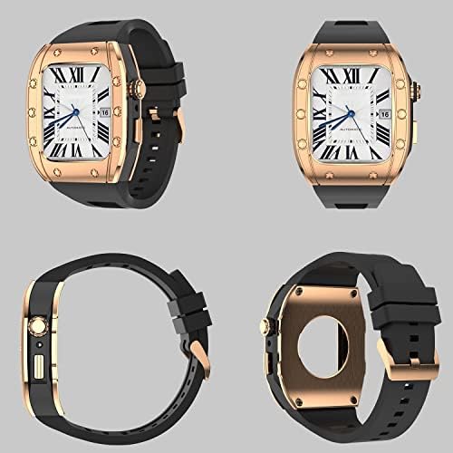 Bholsa Luxury Diamond Case para Apple Watch Band 45mm Series 8 7 6 Aço inoxidável para Iwatch Series 6 5 4 SE 44mm DIY