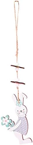 Lollipop Decorações de Natal Ribbon Páscoa coelhinho do dia pendurador de penteado de pelo pendente de madeira decoração longa decoração