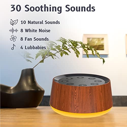 Máquina de som de Brownnoise com 30 sons calmantes 12 cores Night Light White Noise Machine para adultos Máquinas de