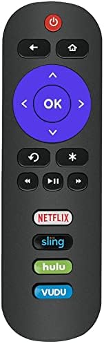 Controle remoto de TVs Sanyo Roku substituído por Netflix Sling Hulu Vudu Keys Compatível com Sanyo Roku TVs