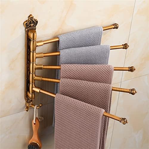 Barra de toalha giratória do banheiro uxzdx com ganchos com toalha de toalha giratório montado na parede Rack de toalha