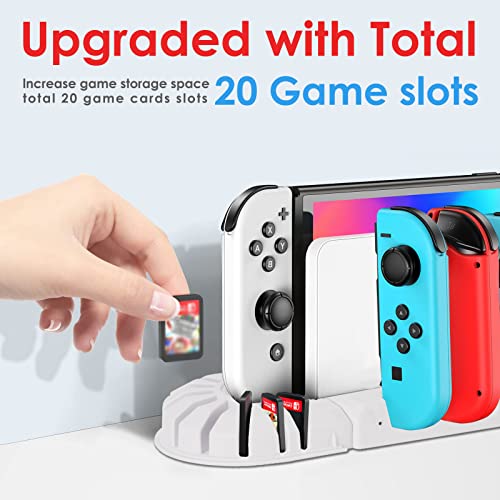 Geekria Switch Charging Stand e Game Titular compatíveis com Nintendo Switch & OLED Model Joy-Con, estação de suporte de