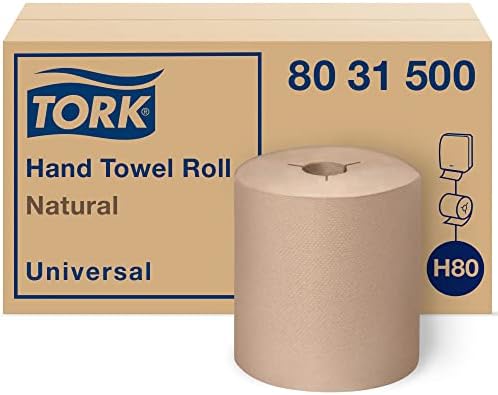Rolo de toalha de mão Tork, natural, universal, H80, reciclado, 1-Ply, 6 rolos x 630 pés, 8031500