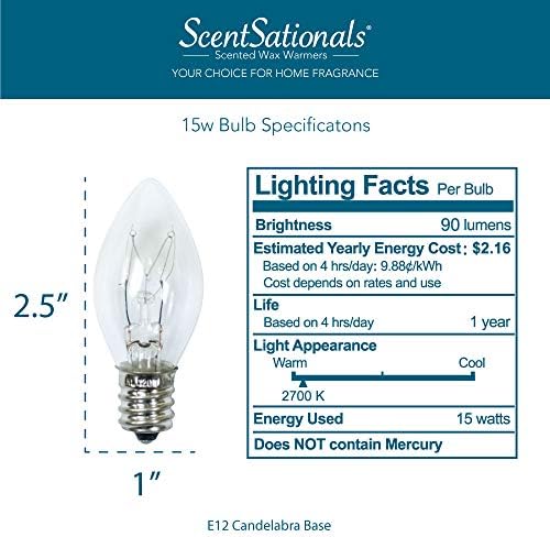 Scentsationals 15W Bulbos para aquecedor de cera de destaque, 15 watts Base de lâmpada de lâmpada E12 - Substituição