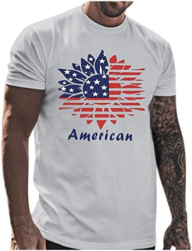 UBST 4 de julho T-shirts masculinos de manga curta Patriótica dos EUA Torda de impressão Topneck TOPS TERRA CASUAL DE VERÃO CASUAL