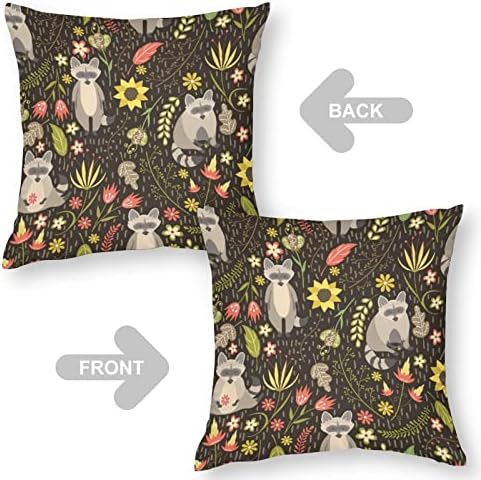 Covers de travesseiro de guia de guaxinins engraçados com almofadas de travesseiro quadrado zip protetor para sala