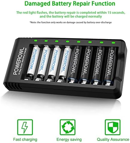 Baterias AAA AAA recarregáveis ​​com carregador, 12 e 12 contagem de alta capacidade de baixa capacidade de descarga automática