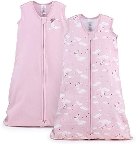O saco de sono de cobertor vestível de Peanutshell para meninas, lua rosa e celestial, tamanhos de até 12 meses