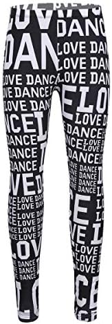 Ranrann Girls Strengy Dance Lápis Letters Impresso calças de calça longas para ginástica diária causal