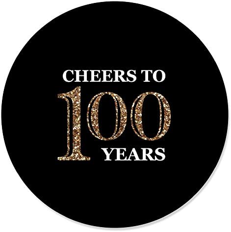 Big Dot of Happiness Adult 100th Birthday - Gold - Birthday Party Circle Sticker Rótulos - 24 contagem