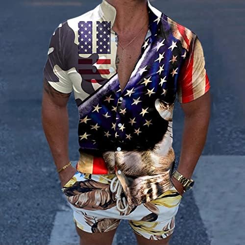 Xzhdd 4 de julho Soldier Shirt Shirts para masculino Button Down Camisa patriótica American Summer Summer Casual Shirt
