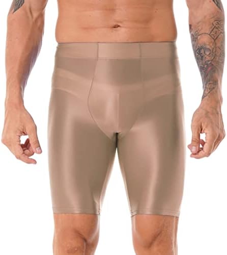 Shedmy Men Shiny Compression Shorts Sport Spandex Underwear Yoga Workout Shorts apertados Leggings