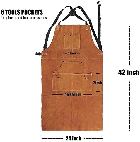 Jaqueta de trabalho de soldagem de couro qeelink com couro de avental de avental resistente às jaquetas soldadoras de couro de couro