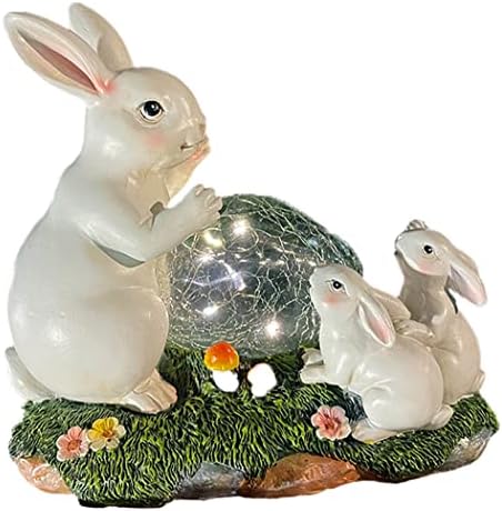 Família solar de coelhos, decoração de luz de jardim LED ao ar livre, ornamento de jardim
