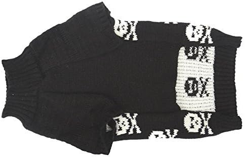 Black Pet Halloween Clea Skull Dog Sweater para cães pequenos, pequenos 12 de volta