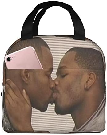 Dois homens negros beijando o meme reutilizável lancheira isolada para homens homens à prova d'água lancheira térmica lanchone