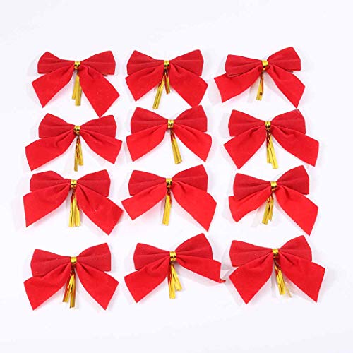 Bomine Christmas Pull Bows Decoração de presentes de natal para embalagem ou decoração floral Árvore de Natal Decor 12pcs