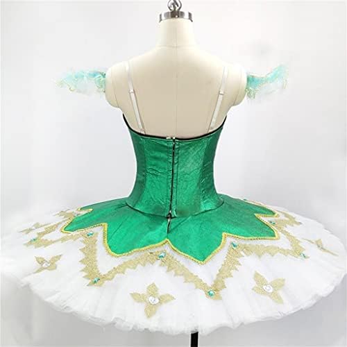 Dingzz Ballet Classical Green Professional Stage Profundes Dress Ballet Panncake Performance para mulheres