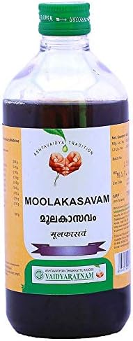 Vaidyaratnam moolakasavam 450 ml produtos de ervas ayurvédicos, produtos orgânicos de ayurveda