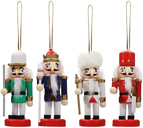 SOIMISS 4PCS Wood Walnut Soldier Puppets Showcase Hanging Decors Butcackers Ornamentos