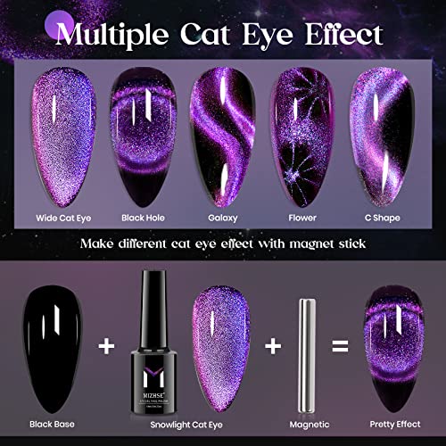 Mizhse 9D Gel Eye Gel Malel 10ml, Holográfico Galáxia Cateye Gel Magnético de Manicure Magic Chameleon Manicure Set
