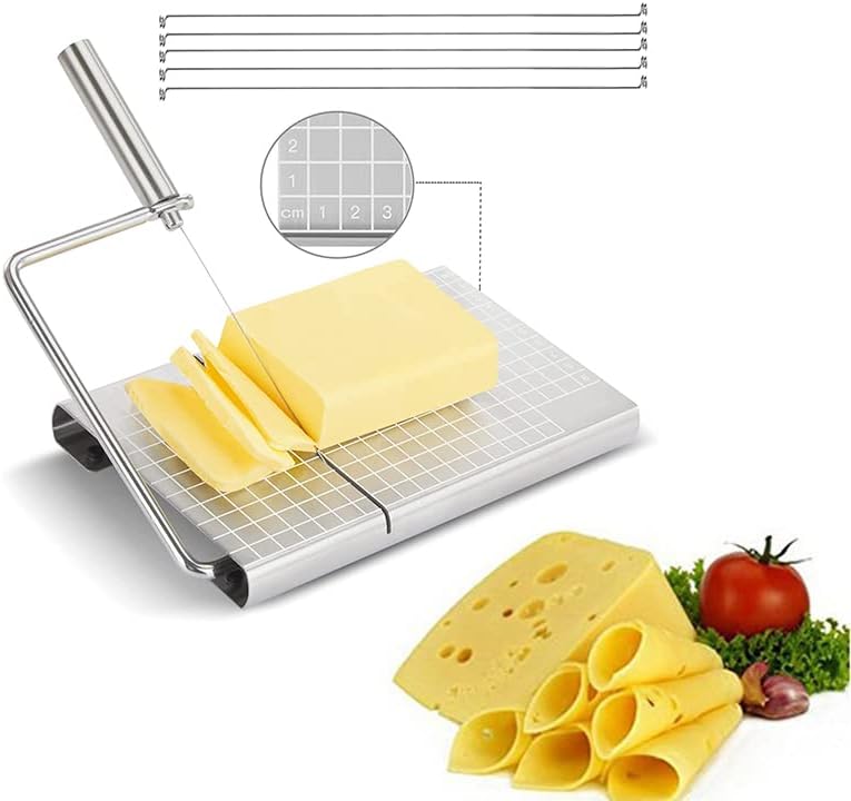 Linalife Cheese Slicer Fio Cutter Cutter Bolo Slicer Manter Slicer Slicers de queijo de aço inoxidável Para queijo bloco queijo